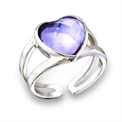 MA411811 - Rhodium Brass Ring with AAA Grade CZ in Light Amethyst