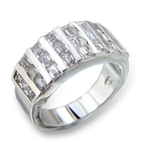 MA413602 - Rhodium Brass Ring with AAA Grade CZ in Clear