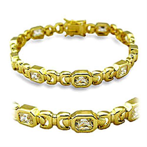 MA415601 - Gold Brass Bracelet with AAA Grade CZ in Clear