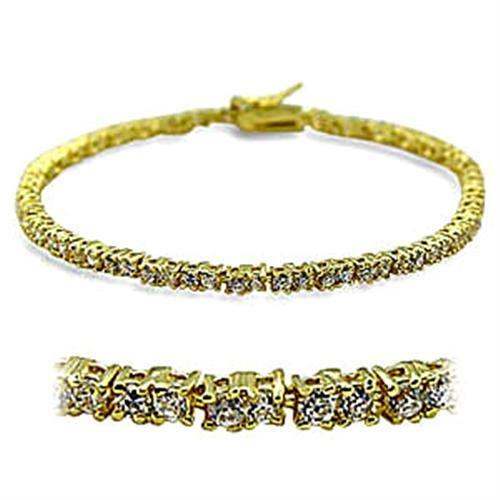 MA415802 - Gold Brass Bracelet with AAA Grade CZ in Clear