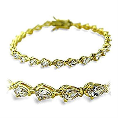 MA415804 - Gold Brass Bracelet with AAA Grade CZ in Clear