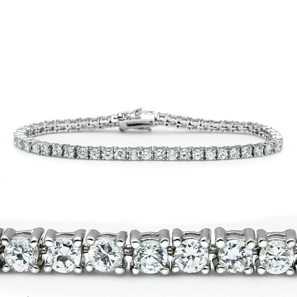 MA46905 - Rhodium Brass Bracelet with AAA Grade CZ in Clear