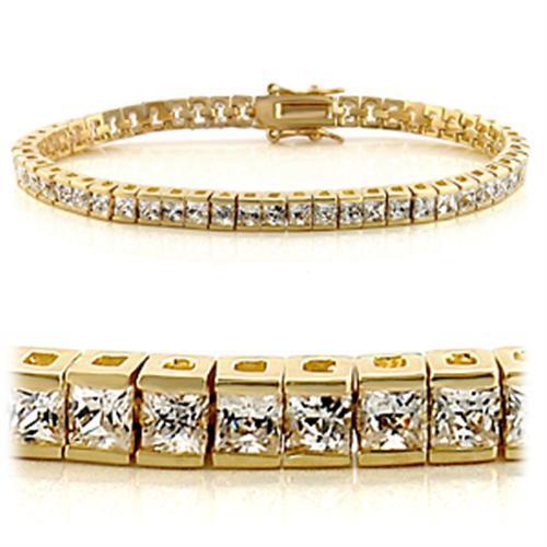 MA47101 - Gold Brass Bracelet with AAA Grade CZ in Clear