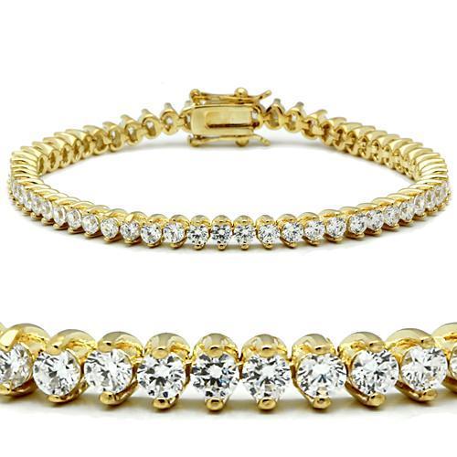 MA47104 - Gold Brass Bracelet with AAA Grade CZ in Clear
