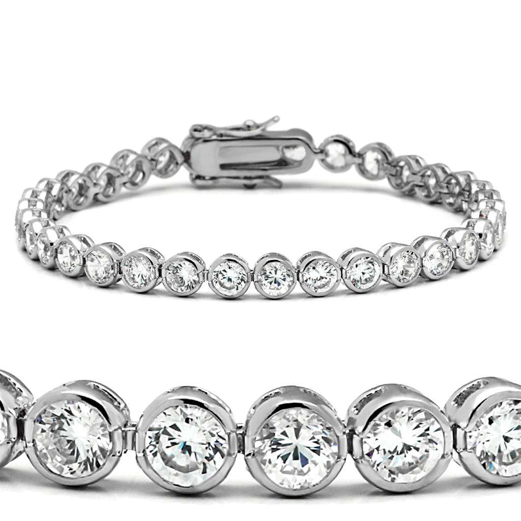 MA47201 - Rhodium Brass Bracelet with AAA Grade CZ in Clear