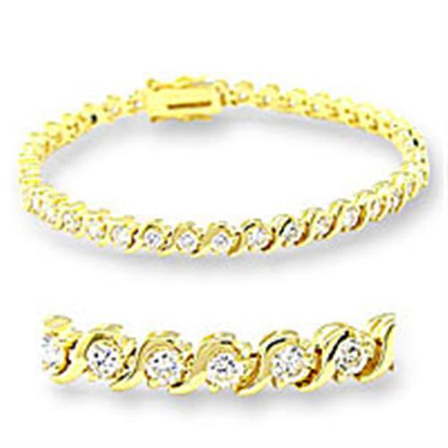 MA47204 - Gold Brass Bracelet with AAA Grade CZ in Clear