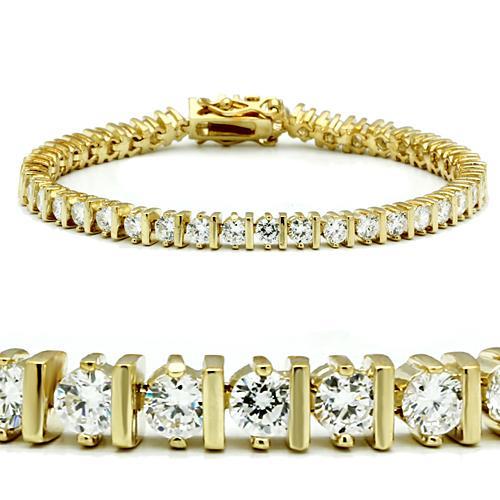 MA47205 - Gold Brass Bracelet with AAA Grade CZ in Clear
