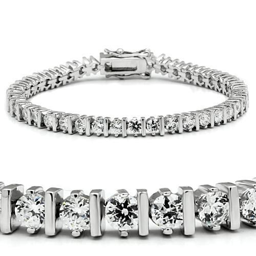 MA47206 - Rhodium Brass Bracelet with AAA Grade CZ in Clear