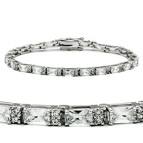 MA47401 - Rhodium Brass Bracelet with AAA Grade CZ in Clear