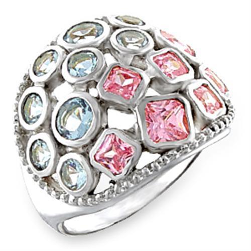 MA51014 - High-Polished 925 Sterling Silver Ring with AAA Grade CZ in Multi Color