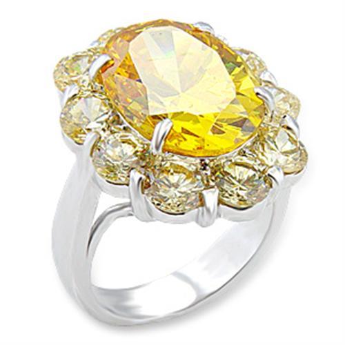 MA56311 - Rhodium Brass Ring with AAA Grade CZ in Topaz