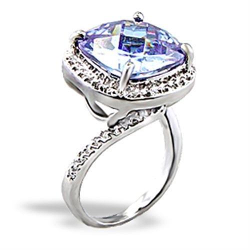 MA5X012 - Rhodium Brass Ring with AAA Grade CZ in Light Amethyst