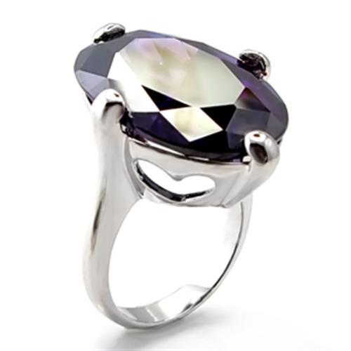 MA6X025 - Rhodium Brass Ring with AAA Grade CZ in Amethyst