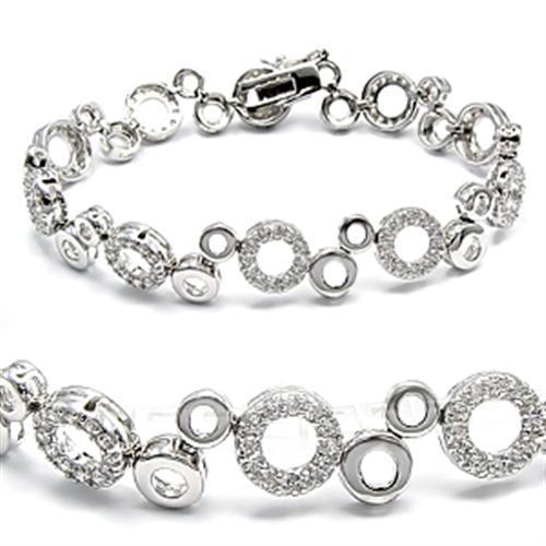 MA6X104 - High-Polished 925 Sterling Silver Bracelet with AAA Grade CZ in Clear