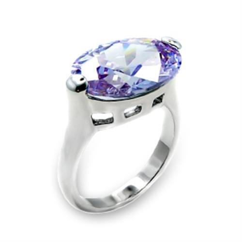 MA6X183 - Rhodium 925 Sterling Silver Ring with AAA Grade CZ in Light Amethyst