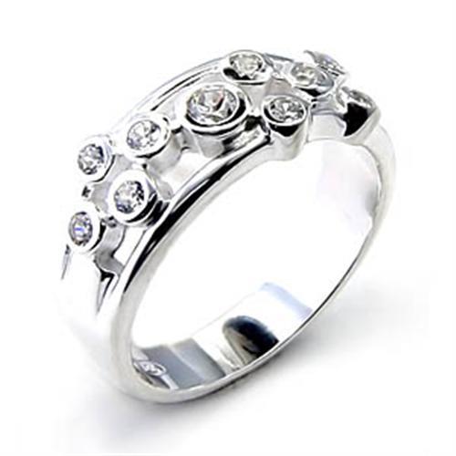 MA6X303 - High-Polished 925 Sterling Silver Ring with AAA Grade CZ in Clear