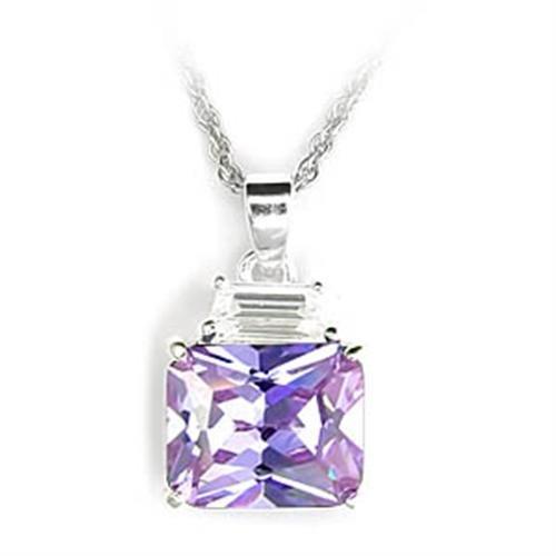 MA6X306 - High-Polished 925 Sterling Silver Pendant with AAA Grade CZ in Light Amethyst