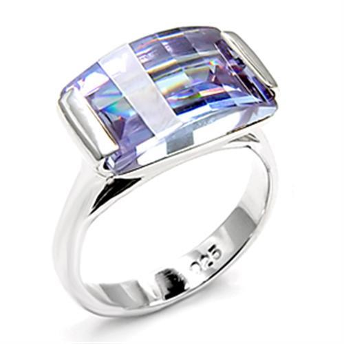 MA6X507 - Rhodium 925 Sterling Silver Ring with AAA Grade CZ in Light Amethyst
