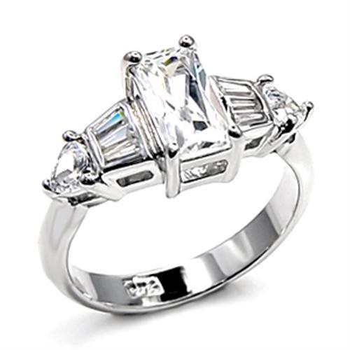 MA6X511 - Rhodium 925 Sterling Silver Ring with AAA Grade CZ in Clear