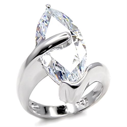 MA6X516 - Rhodium 925 Sterling Silver Ring with AAA Grade CZ in Clear