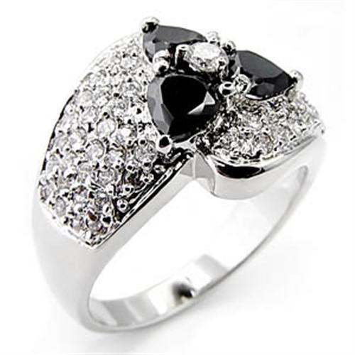 MA6X548 - Rhodium Brass Ring with AAA Grade CZ in Jet