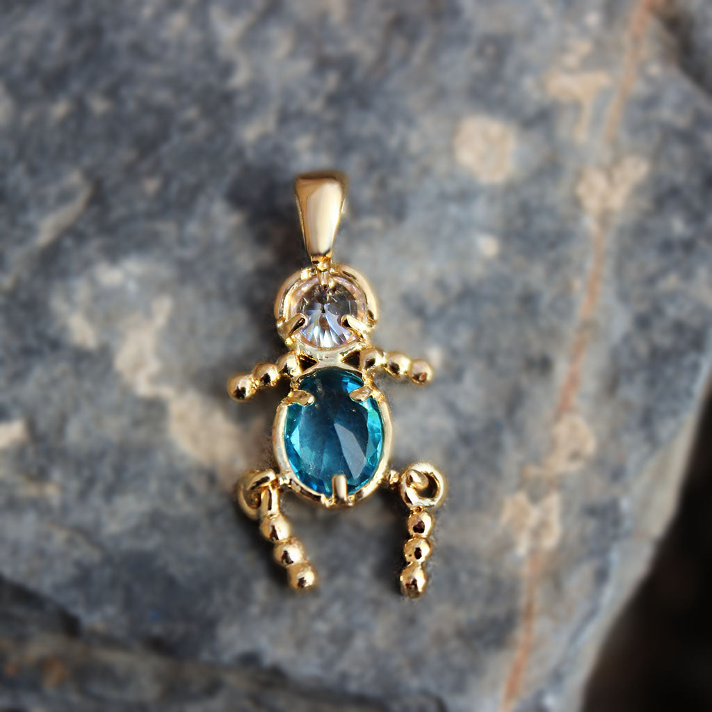 MALOA1382 - Gold Plating Brass Pendant with AAA CZ in Aquamarine