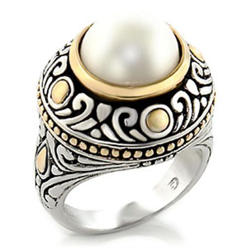 MA7X137 - Reverse Two-Tone Brass Ring with Synthetic in White