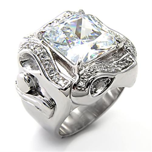MA7X317 Rhodium 925 Sterling Silver Ring with AAA Grade CZ in Clear