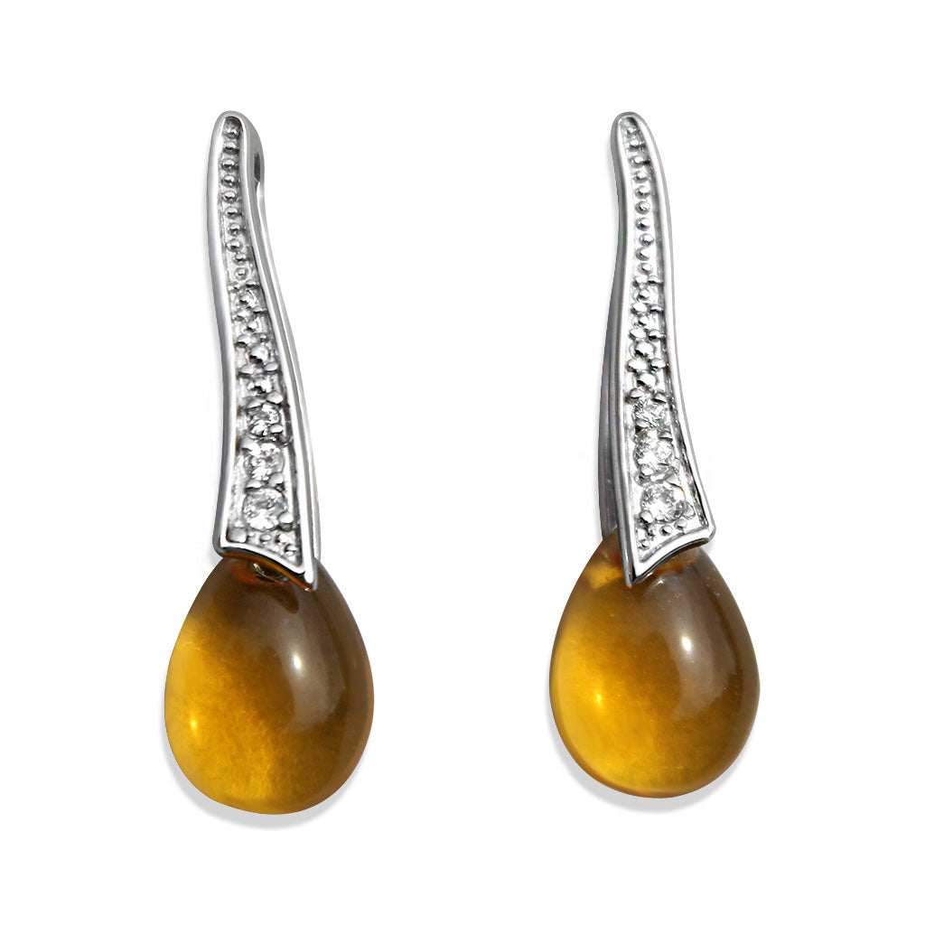 MALOAS1377 - Rhodium Plating 925 Sterling Silver Earrings with AAA Grade CZ in Clear