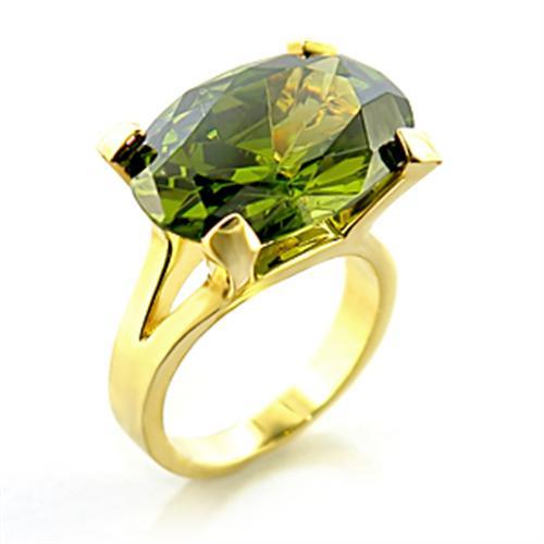 MA8X101 - Gold Brass Ring with AAA Grade CZ in Olivine color