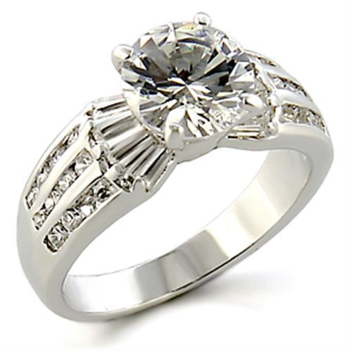 MA96313 - Rhodium Brass Ring with AAA Grade CZ in Clear