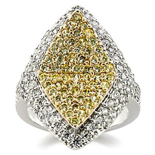 MA9W153 - Reverse Two-Tone Brass Ring with AAA Grade CZ in Clear