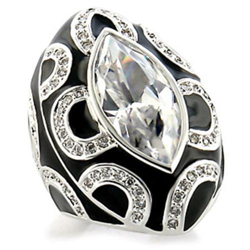 MA9W160 - Rhodium Brass Ring with AAA Grade CZ in Clear