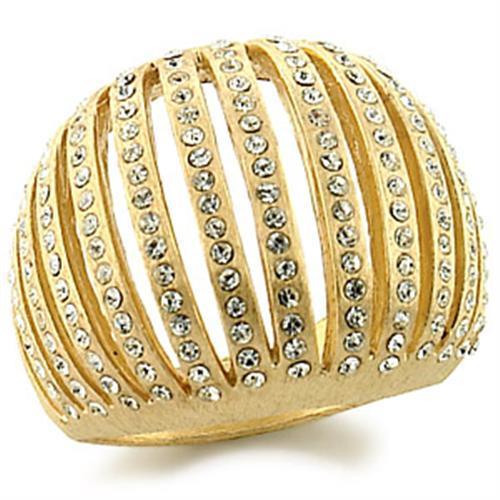 MA9W174 - Gold Brass Ring with Top Grade Crystal in Clear