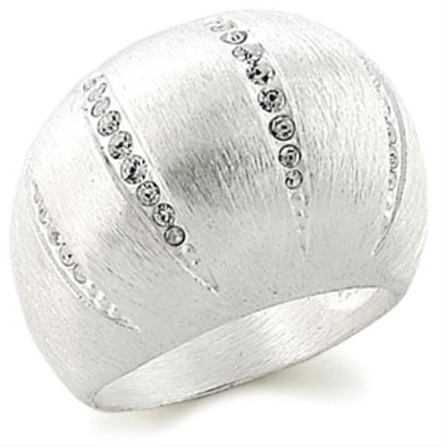 MA9W177 - Silver Brass Ring with Top Grade Crystal in Clear