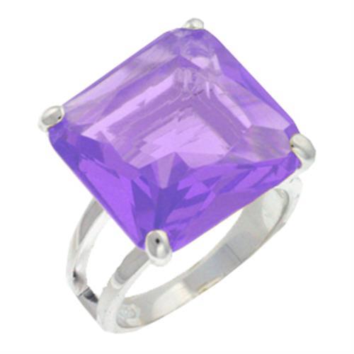 MA9X030 - High-Polished 925 Sterling Silver Ring with AAA Grade CZ in Amethyst