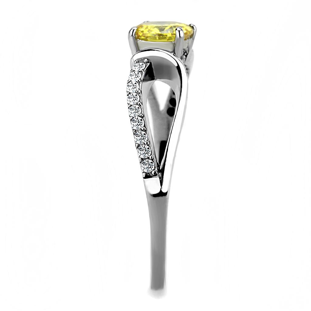 MADA005 - High polished (no plating) Stainless Steel Ring with AAA Grade CZ in Topaz