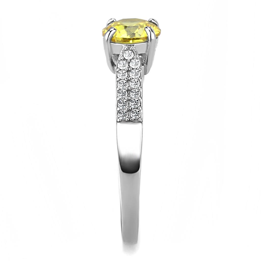 MADA021 - High polished (no plating) Stainless Steel Ring with AAA Grade CZ in Topaz