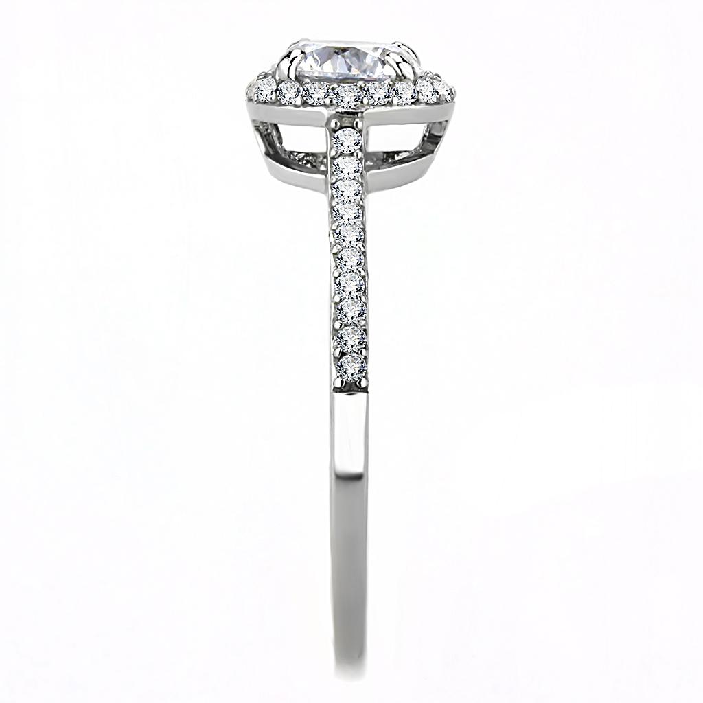 MADA022 - High polished (no plating) Stainless Steel Ring with AAA Grade CZ in Clear