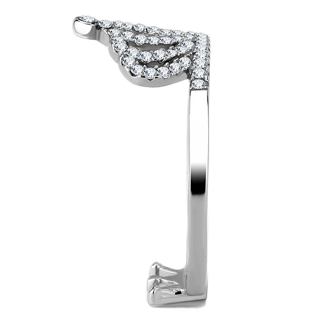 MADA040 - High polished (no plating) Stainless Steel Ring with AAA Grade CZ in Clear