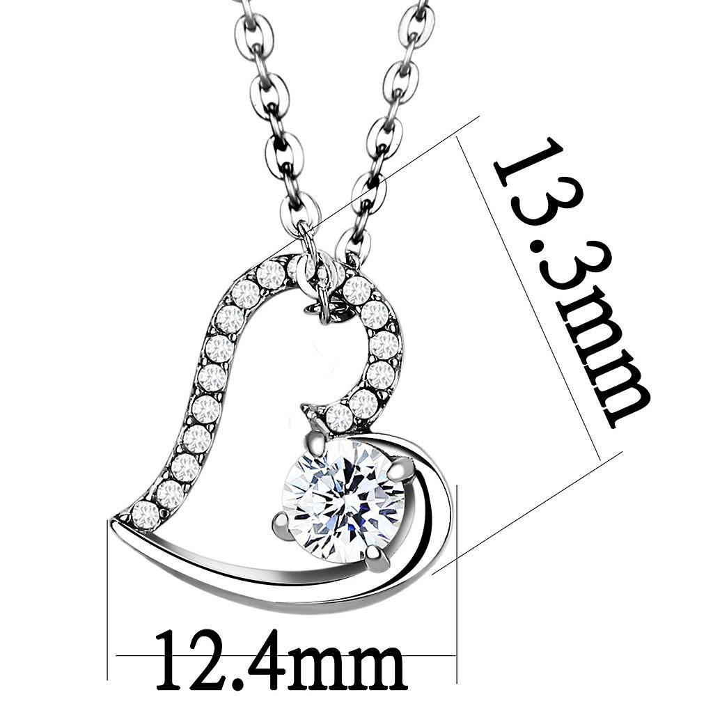 MADA084 - High polished (no plating) Stainless Steel Chain Pendant with AAA Grade CZ in Clear