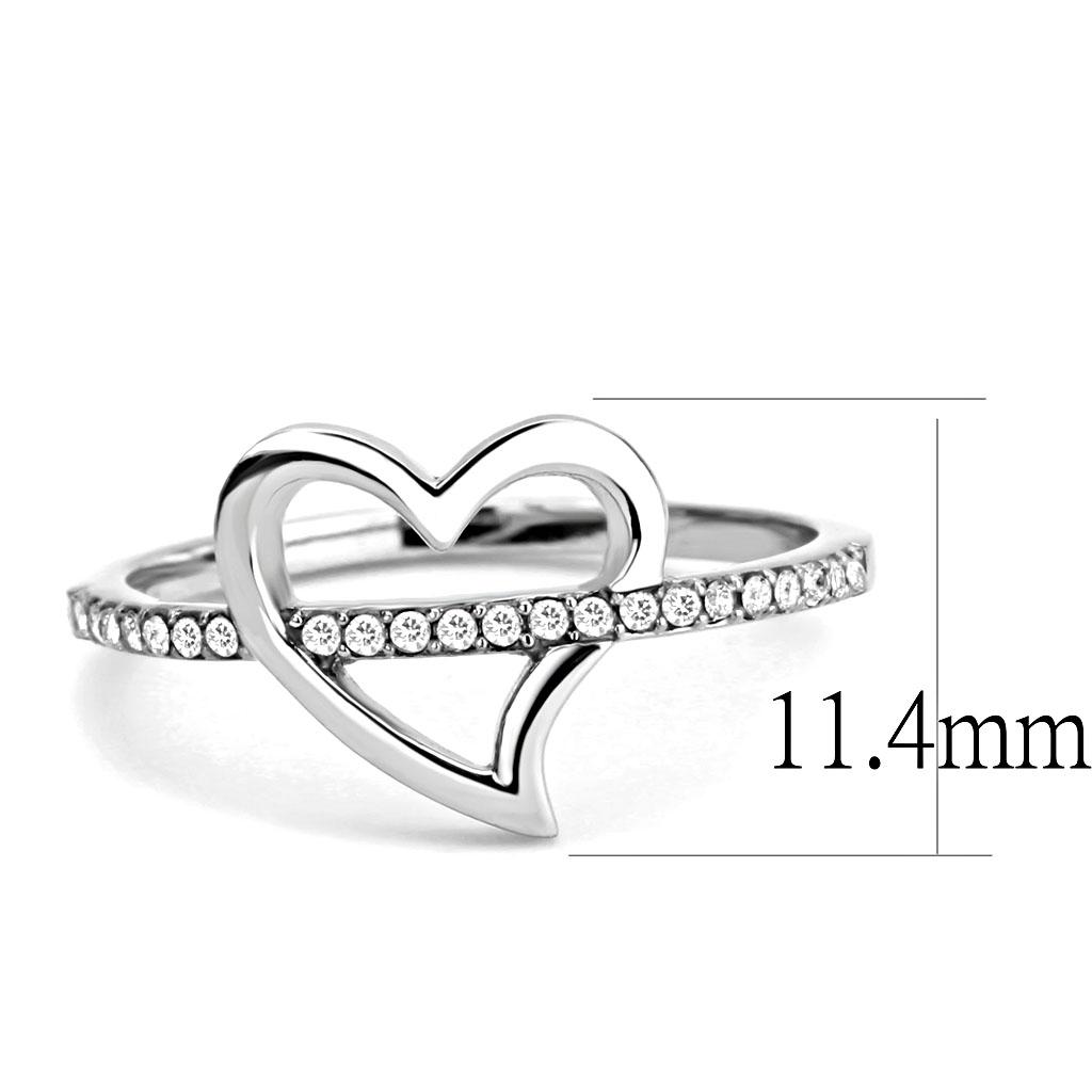 MADA164 - High polished (no plating) Stainless Steel Ring with AAA Grade CZ in Clear