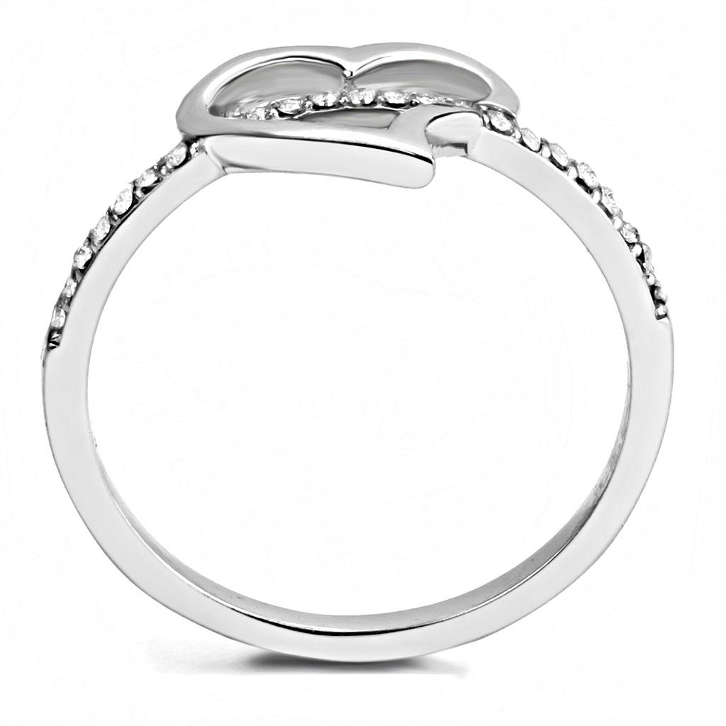 MADA164 - High polished (no plating) Stainless Steel Ring with AAA Grade CZ in Clear