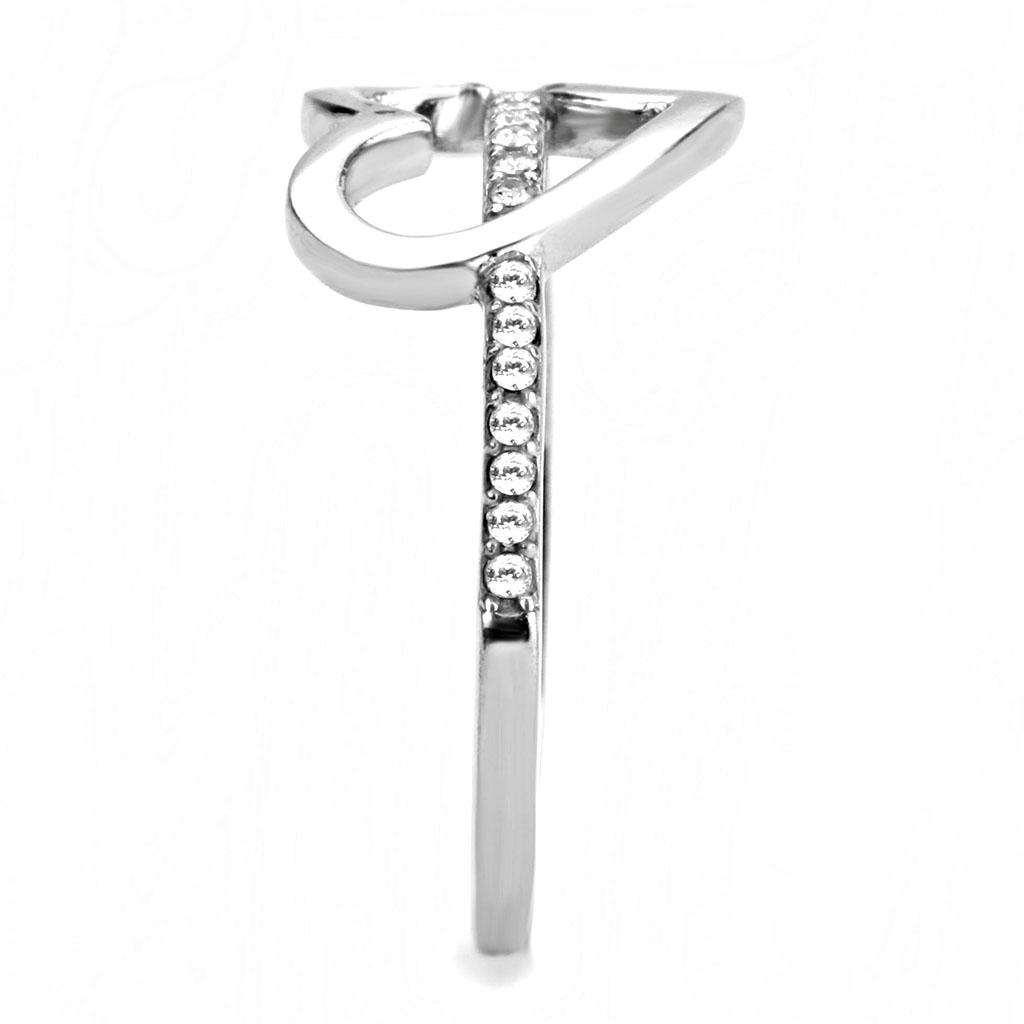 MADA164 - High polished (no plating) Stainless Steel Ring with AAA Grade CZ in Clear
