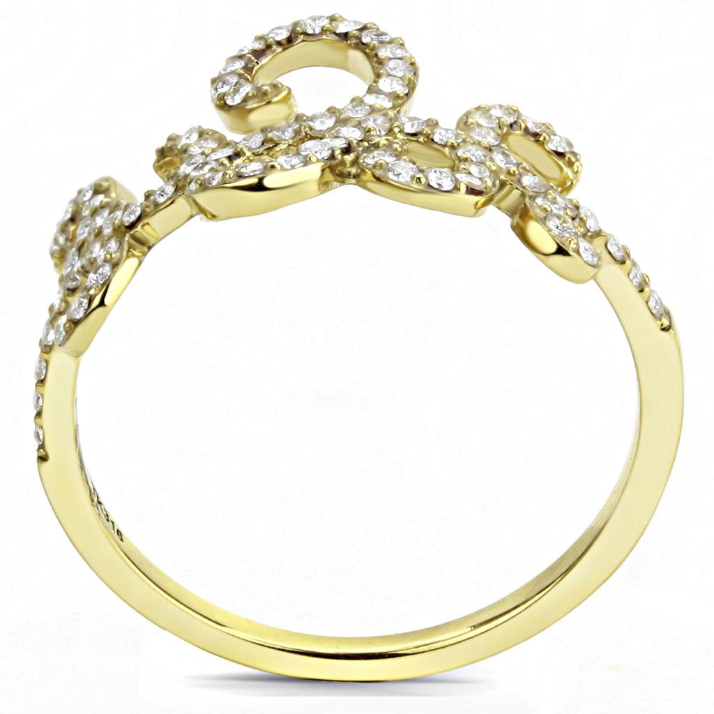 MADA170 - IP Gold(Ion Plating) Stainless Steel Ring with AAA Grade CZ in Clear