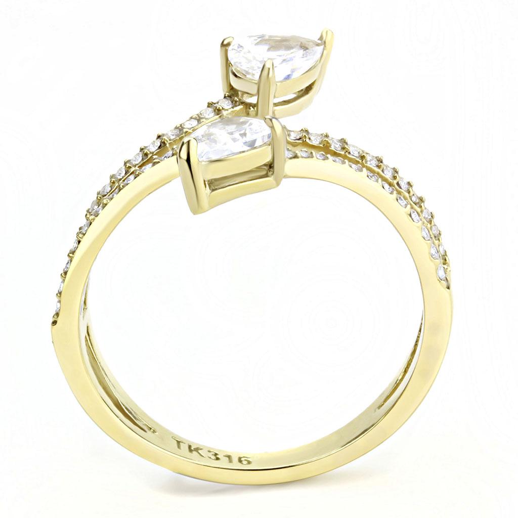 MADA171 - IP Gold(Ion Plating) Stainless Steel Ring with AAA Grade CZ in Clear
