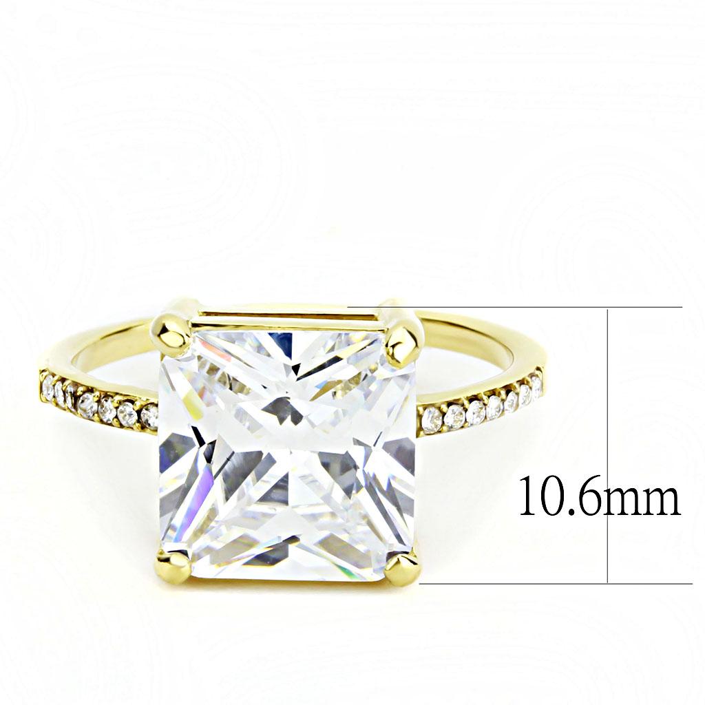 MADA172 - IP Gold(Ion Plating) Stainless Steel Ring with AAA Grade CZ in Clear