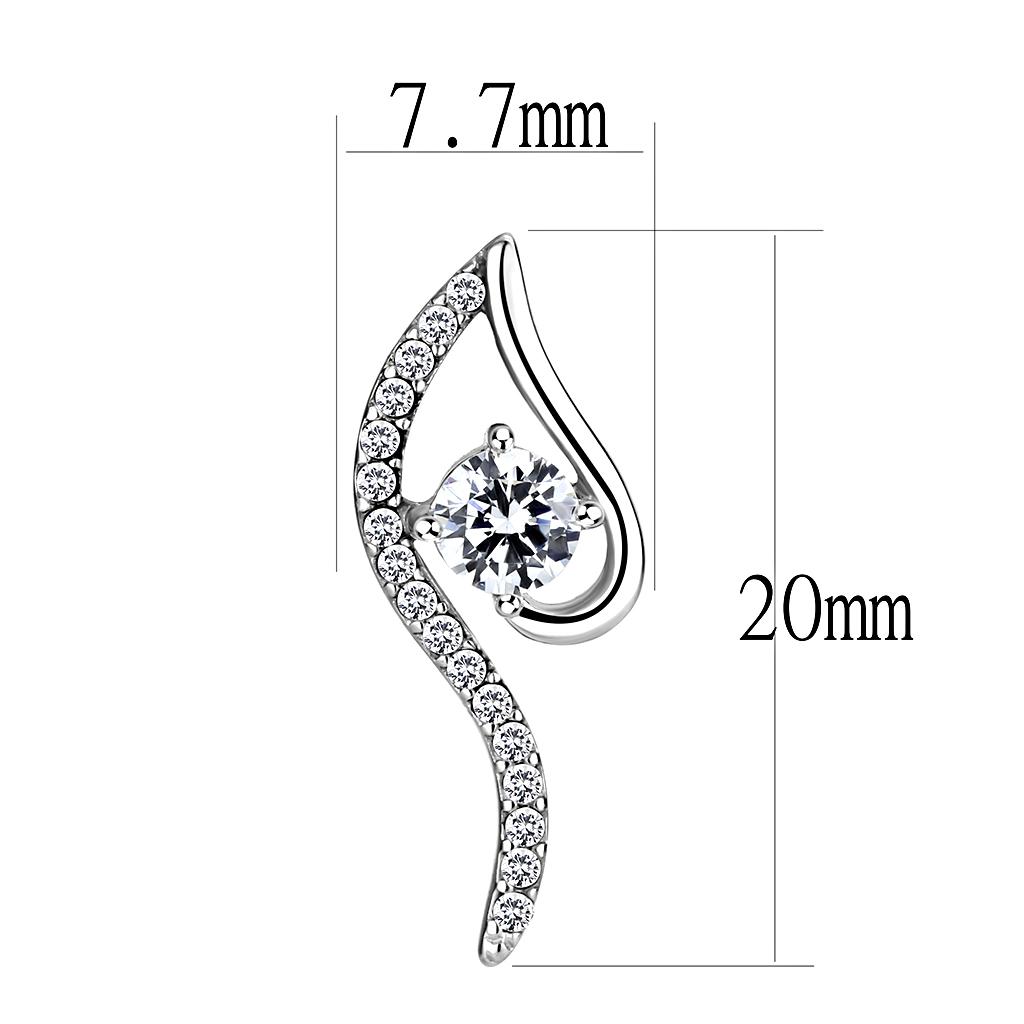 MADA177 - High polished (no plating) Stainless Steel Earrings with AAA Grade CZ in Clear