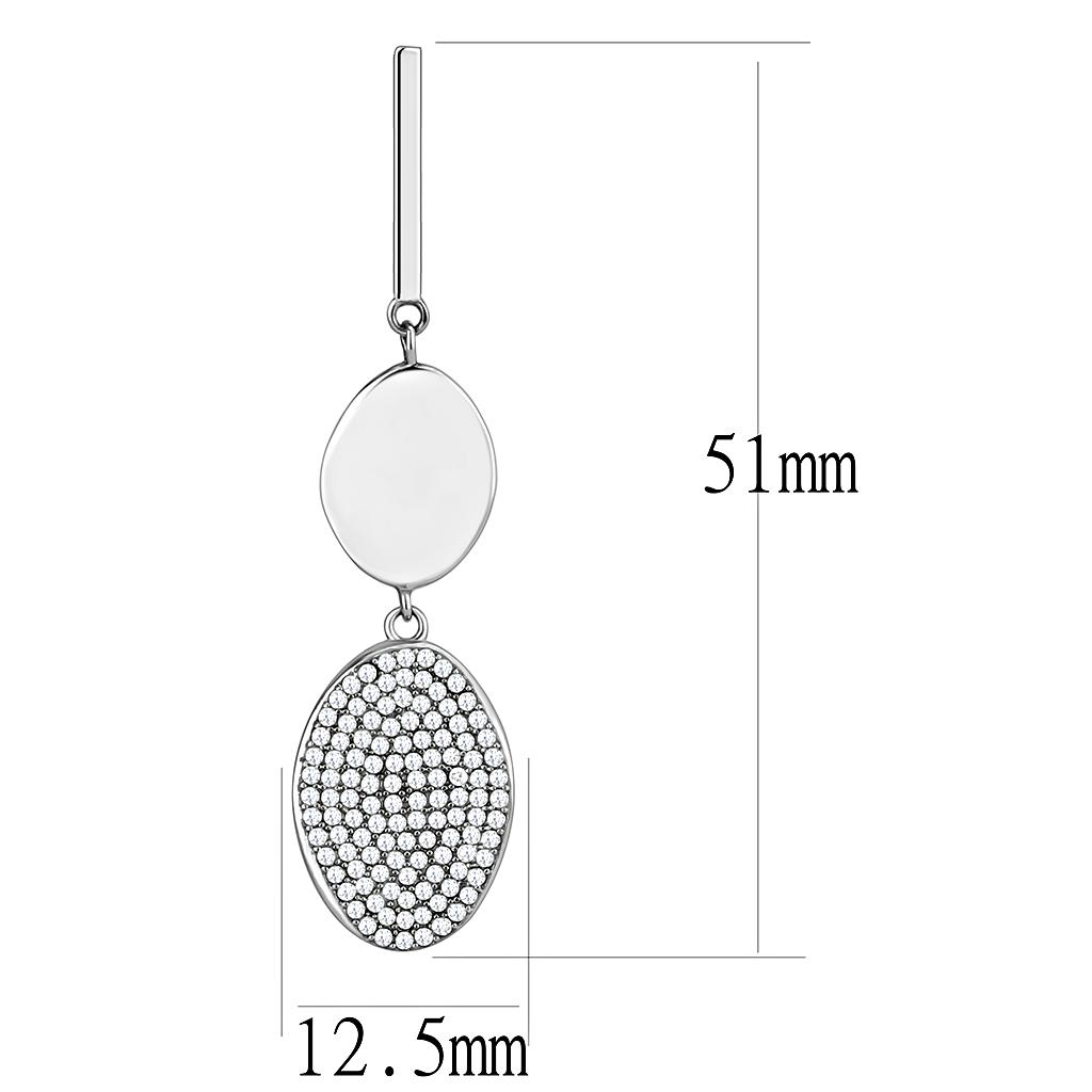 MADA193 - High polished (no plating) Stainless Steel Earrings with AAA Grade CZ in Clear