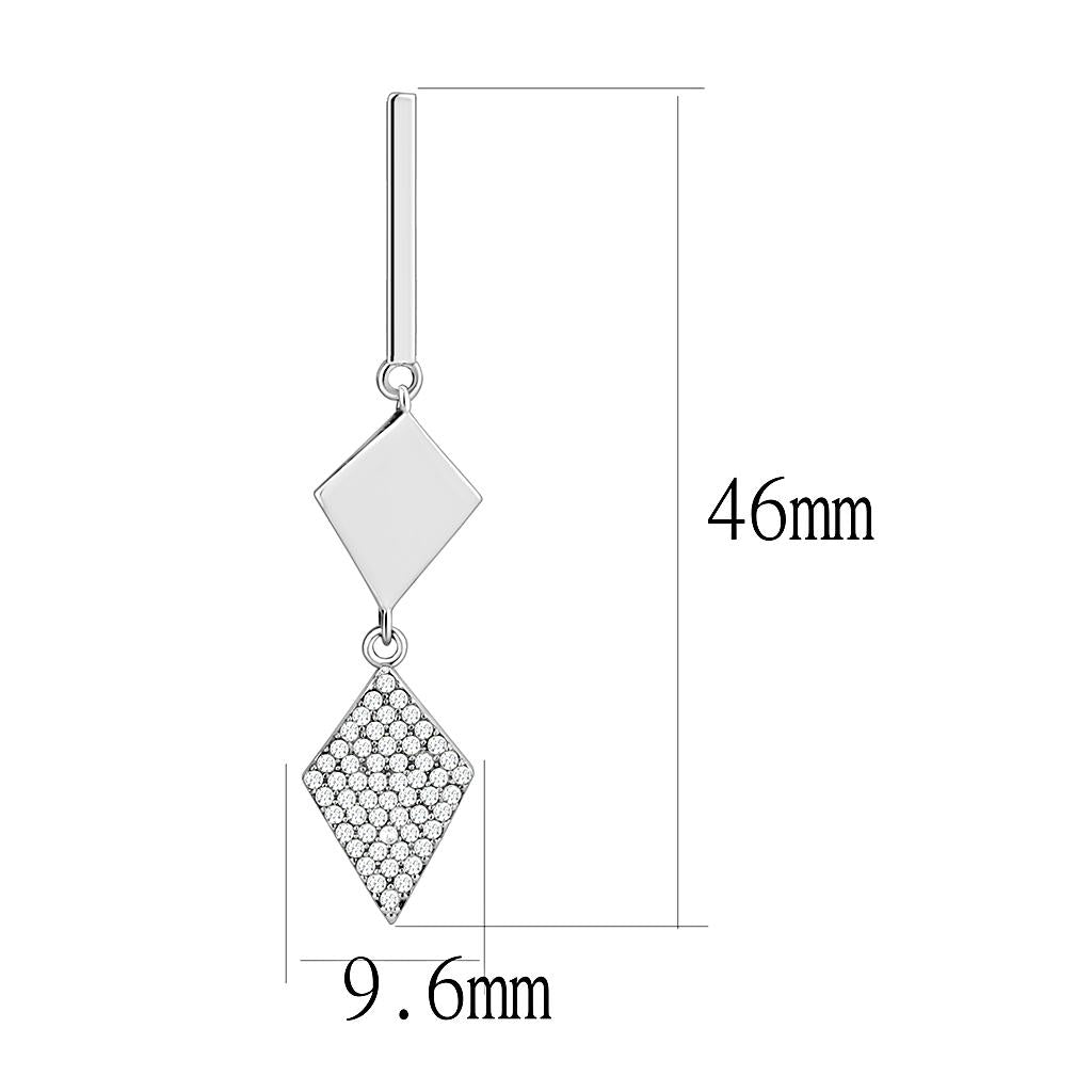 MADA194 - High polished (no plating) Stainless Steel Earrings with AAA Grade CZ in Clear